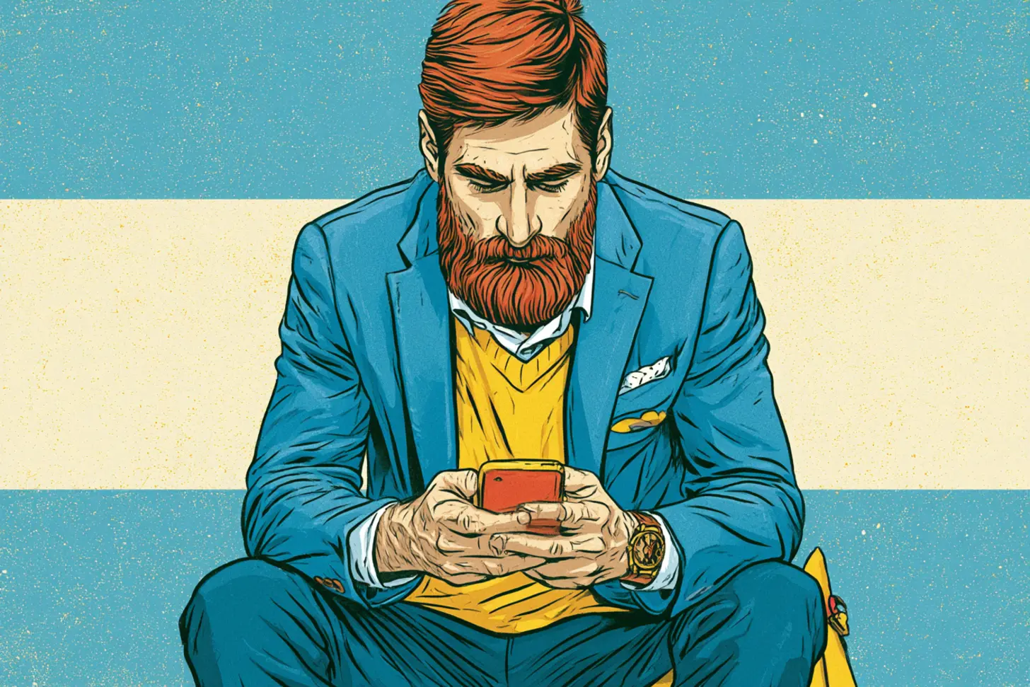 Hincha argentino siguiendo un partido desde el celular